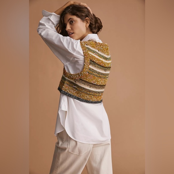 Anthropologie Maeve Sparkle & Shine Cropped Vest - Picture 3 of 9
